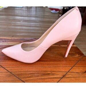 Jenn Ardor Pink Pointed Toe Pumps Rose Gold Metal Tip Stiletto Heels Womens 7.5M